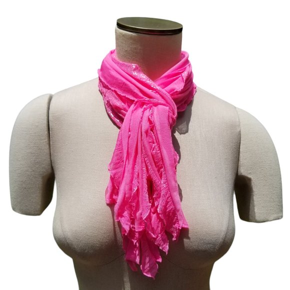 Magenta Silver Flutter Scarf Lightweight Women Accessory Mul… - Picture 4 of 5